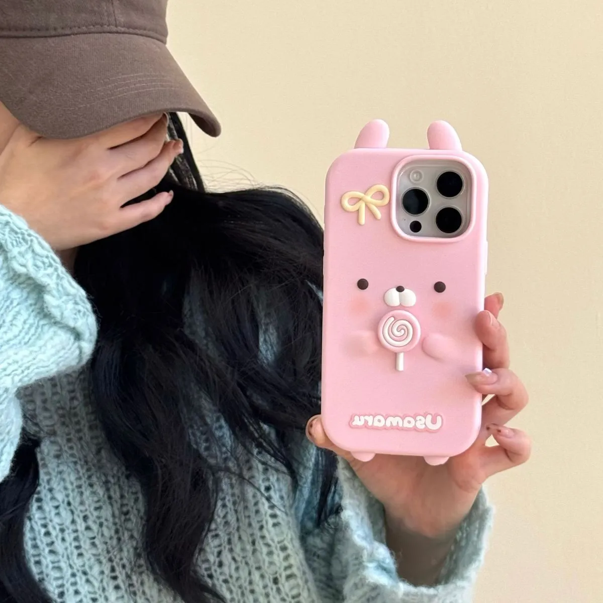 Cute Swirling Lollipop Bunny Case for iPhone 17, Compatible with iPhone 16/15 Pro Max/14 Pro Max/13, Cartoon Shockproof Soft TPU Bumper Cover